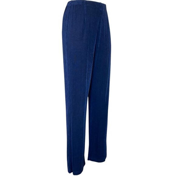 Chico's Travelers Slinky Comfy Wide Leg Travel Pants Sz 1 Reg (M/8) Blue #45P - Picture 3 of 7